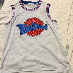 Tune Squad Men's White and Blue Jersey